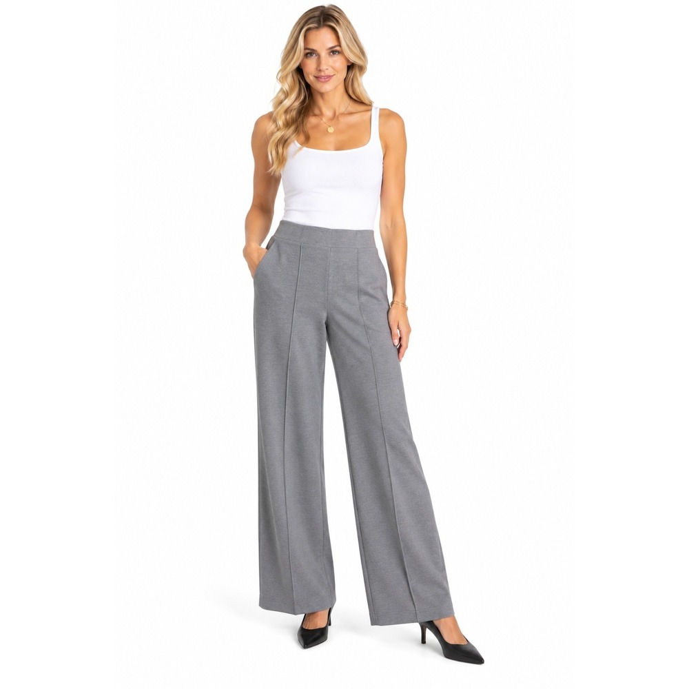 Jones New York Pants L JNY Wide Leg Stitched Crease Ponte Quiet Luxury Modern